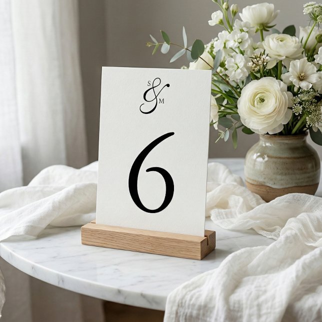 Numéro De Table Classic Elegant Simple White Wedding Table Card (Créateur téléchargé)