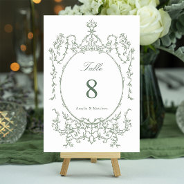 Numéro De Table Classic Floral Garden Cadre Sage Green Mariage