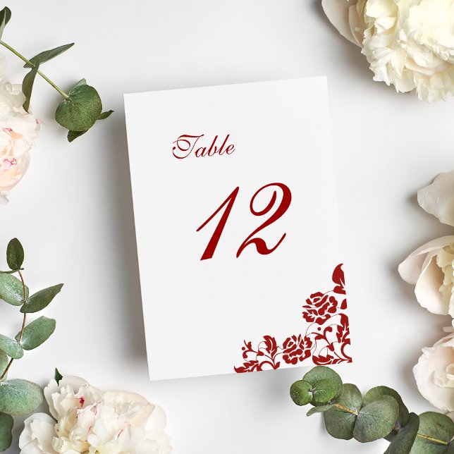 Numéro De Table Classic, Mariage de dentelle rouge Crimson (Créateur téléchargé)