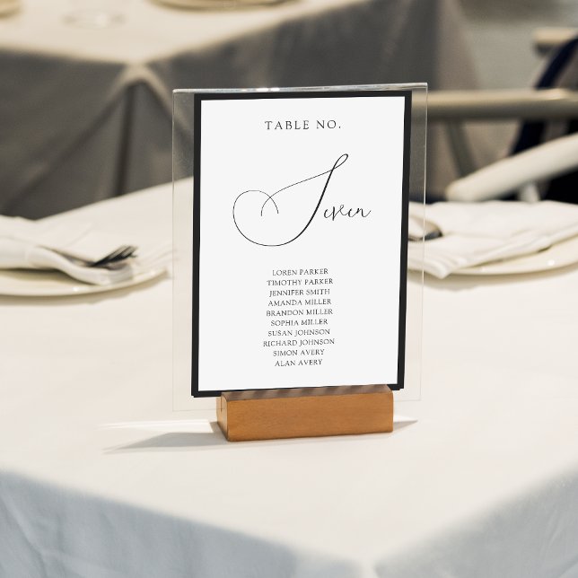 Numéro De Table Classy Black Border Script Wedding Seating Chart (Créateur téléchargé)