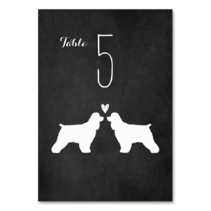 Numéro De Table Cocker Spaniel Dog Silhouettes Mariage Réception