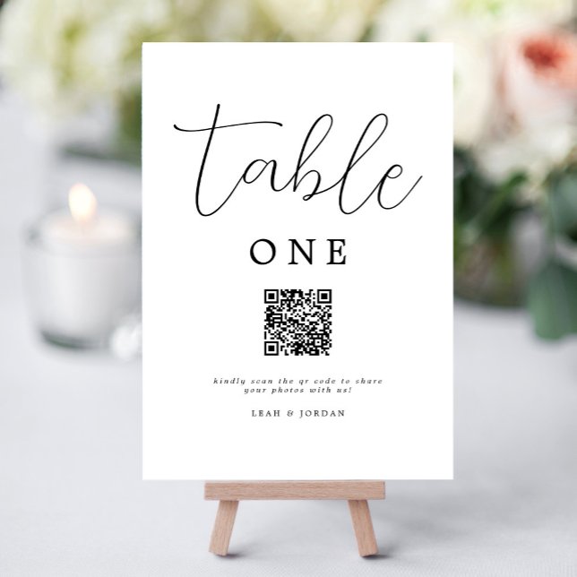 Numéro De Table Code QR Mariage de script rustique (Créateur téléchargé)