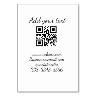 Numéro De Table code QR personnalisé simple ajouter votre nom text