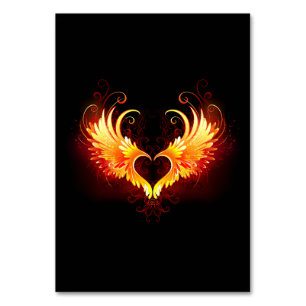 Numéro De Table Cœur de feu d'ange avec des ailes
