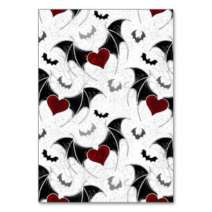 Numéro De Table Coeur d'Halloween avec ailes de chauve-souris noir