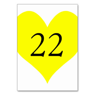 Numéro De Table Coeur jaune mignon numéroté