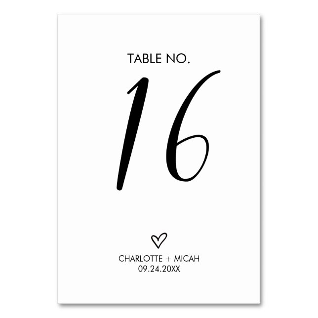 Numéro de table Coeur tiré à la main (Par défaut)