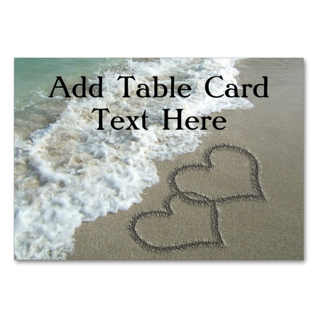 Numéro De Table Coeurs bloqués sur le sable de plage (Devant)