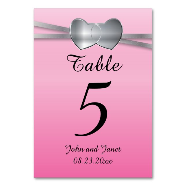 Numéro De Table Coeurs d'amour Mariage rose et argent précieux (Par défaut)