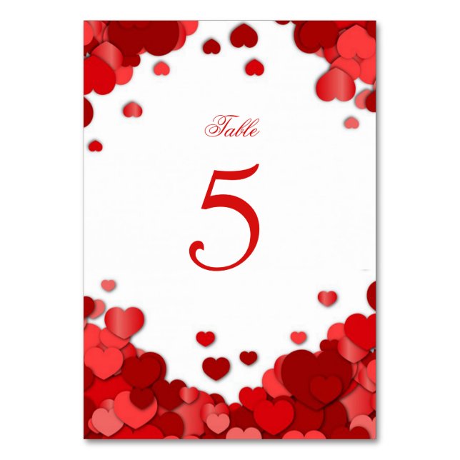 Numéro De Table Cœurs Rouges, Saint-Valentin, Mariage, Personnalis (Par défaut)