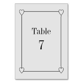 Numéro De Table Coeurs simples et romantiques Mariage gris clair
