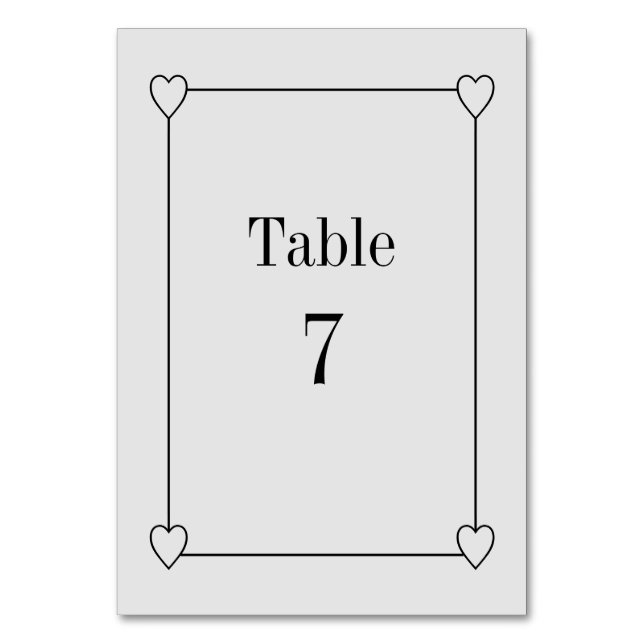 Numéro De Table Coeurs simples et romantiques Mariage gris clair (Par défaut)