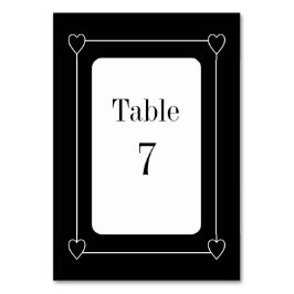 Numéro De Table Coeurs simples et romantiques Mariage noir et blan