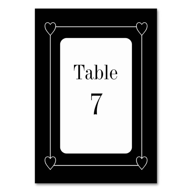Numéro De Table Coeurs simples et romantiques Mariage noir et blan (Par défaut)