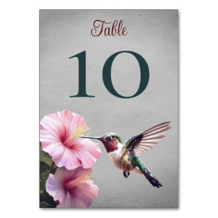 Numéro De Table Colibri et Hibiscus Mariage gris