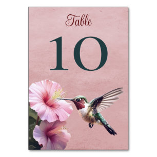 Numéro De Table Colibri et Hibiscus Mariage rose