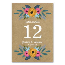 Numéro De Table Collection de Mariages de couronnes florales Kraft