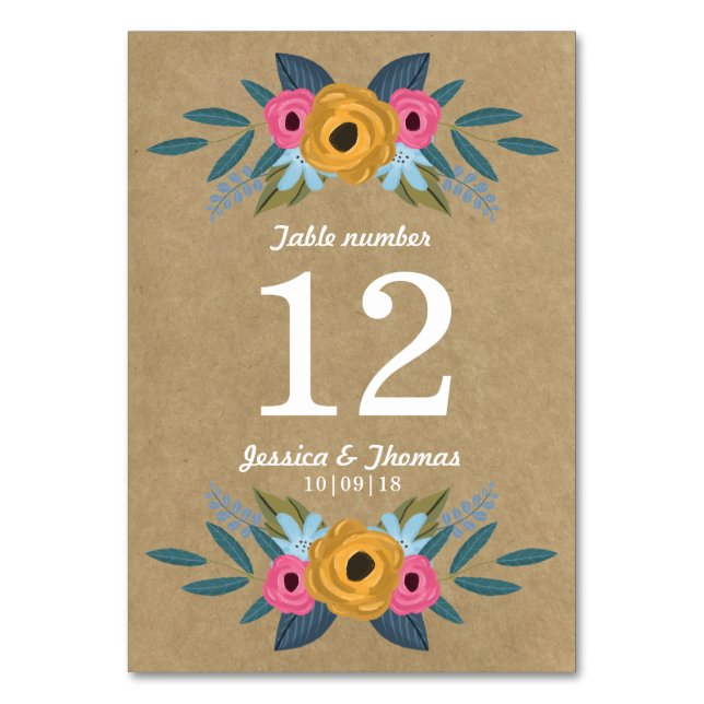 Numéro De Table Collection de Mariages de couronnes florales Kraft (Par défaut)