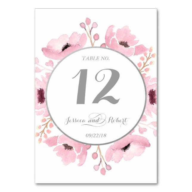 Numéro De Table Collection de Mariages floraux rose-printemps (Par défaut)