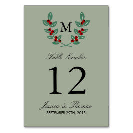 Numéro De Table Collection de Mariages Monogram Berry Bush - Sage