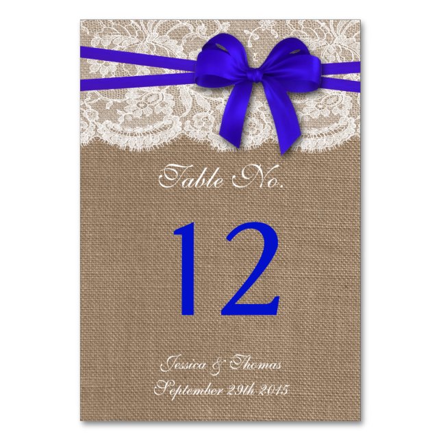 Numéro De Table Collection de Mariages Rustic Blue Bow (Par défaut)