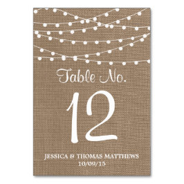 Numéro De Table Collection de Mariages Rustic Burlap