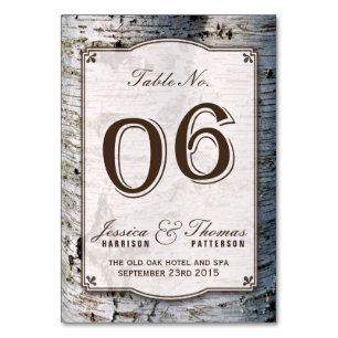 Numéro De Table Collection de Mariages Rustic Silver Birch Tree 06