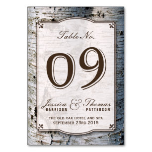 Numéro De Table Collection Rustique de Mariages de bouleaux argent