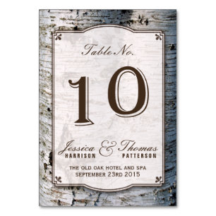 Numéro De Table Collection Rustique de Mariages de bouleaux argent