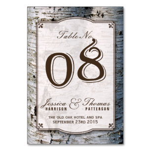 Numéro De Table Collection Rustique de Mariages de bouleaux argent
