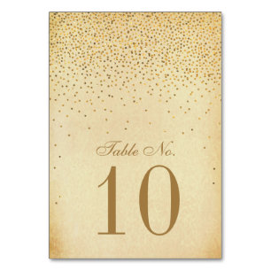 Numéro De Table Collection Vintage de Mariage Glam Gold Confetti