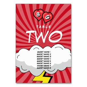 Numéro De Table Coloré Comic Book Pop Art Mariage