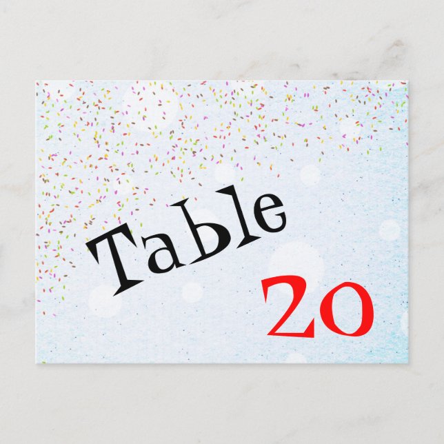 Numéro de table Confetti Carte postale (Devant)
