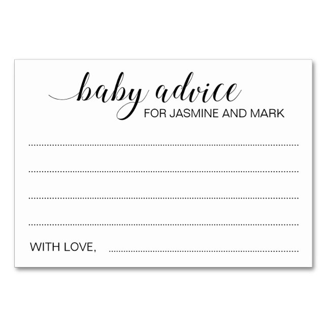 Numéro De Table Conseil Bébé Pour Les Nouveaux Parents Baby shower (Devant)