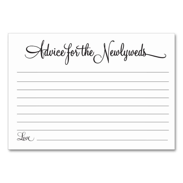 Numéro De Table Conseils pour les jeunes mariés (Devant)