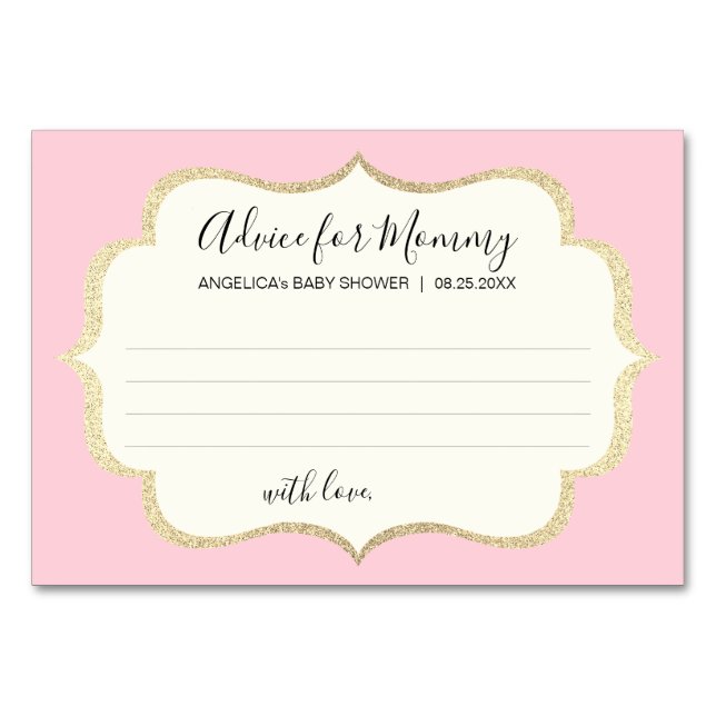 Numéro De Table CONSEILS POUR MOMMY Pink Gold FILLES Baby showers  (Devant)