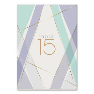Numéro De Table Contemporain Moderne Géométrique Stripes Mint Viol