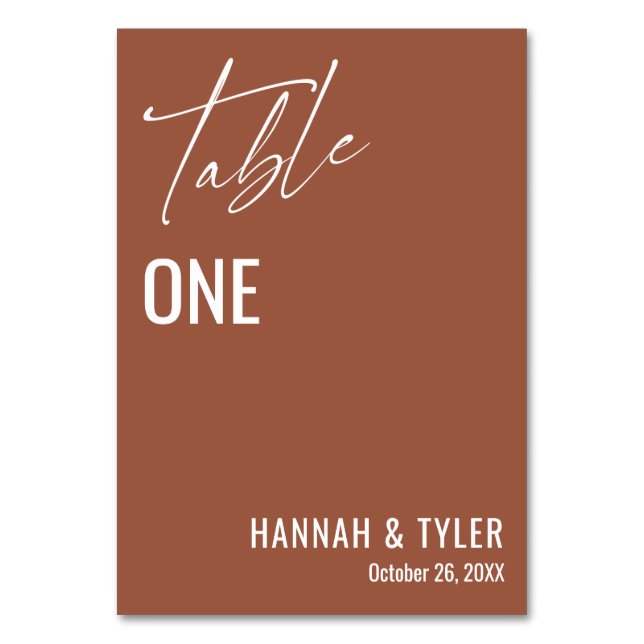 Numéro De Table Contemporain Simple Élégant Terracotta (Par défaut)