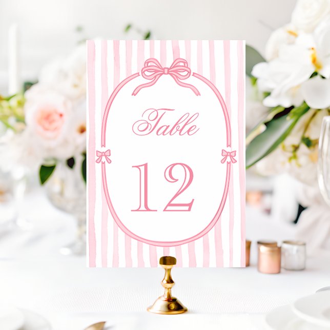 Numéro De Table Coquette à ruban rose (Créateur téléchargé)