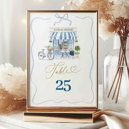 Numéro De Table Coquette Café parisien French Blue Table Numéro