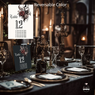 Numéro De Table Corbeau fleuri en bois de rose gothique foncé à de