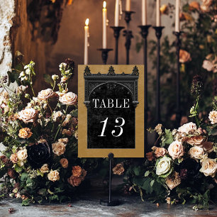 Numéro De Table Corbeau noir gothique et Mariage d'or d'arc noir