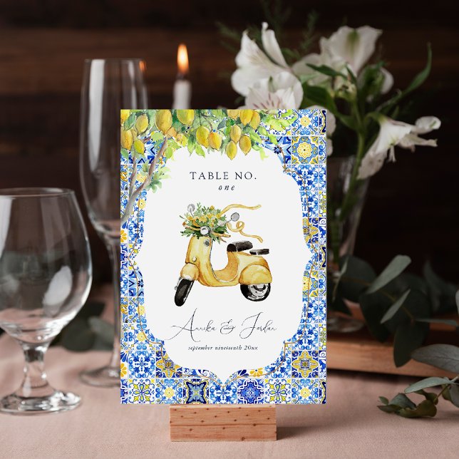 Numéro De Table Côte d'Amalfi | Mariage de carreaux de citron médi (Créateur téléchargé)