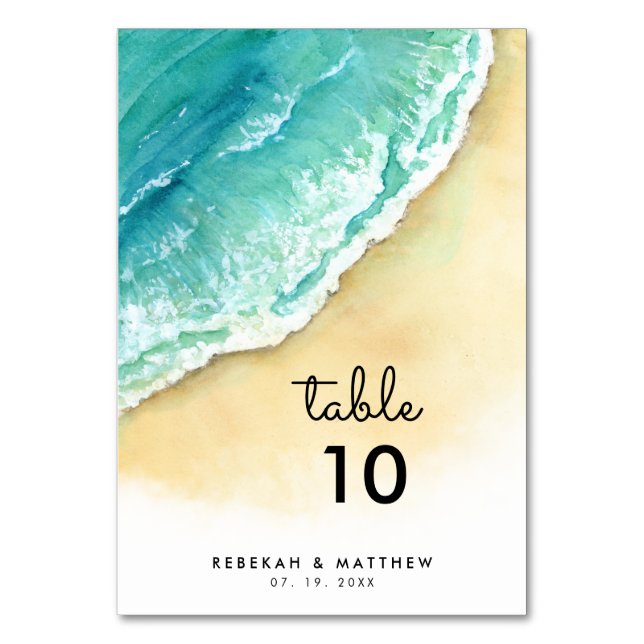 Numéro De Table Côte Océanique | Plage | (Par défaut)