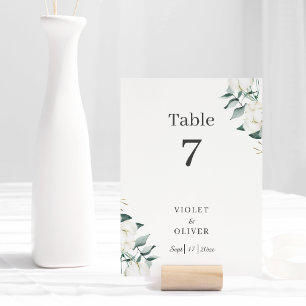 Numéro De Table Coton d'Eucalyptus Blanc moderne v2 Numéro de ta