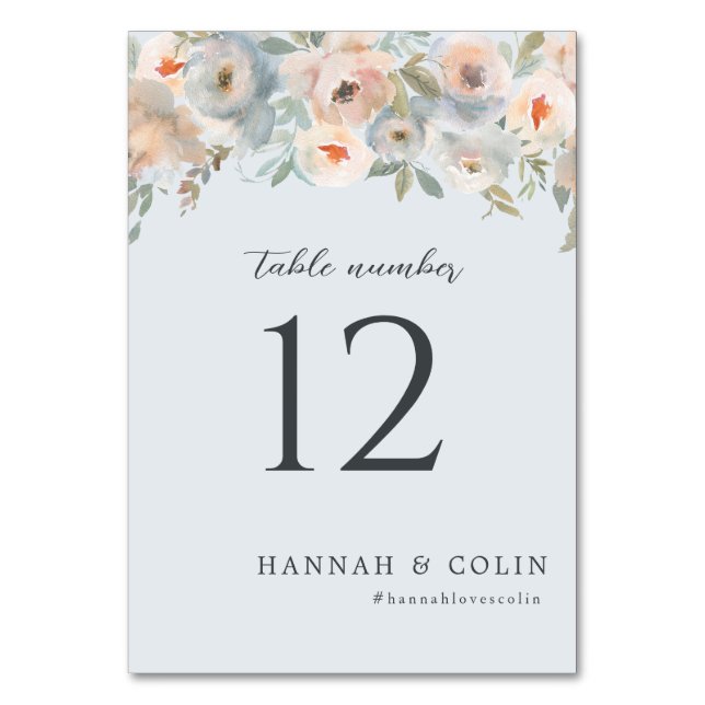 Numéro De Table Cottage Garden Pastel Blue Peach Coral (Par défaut)