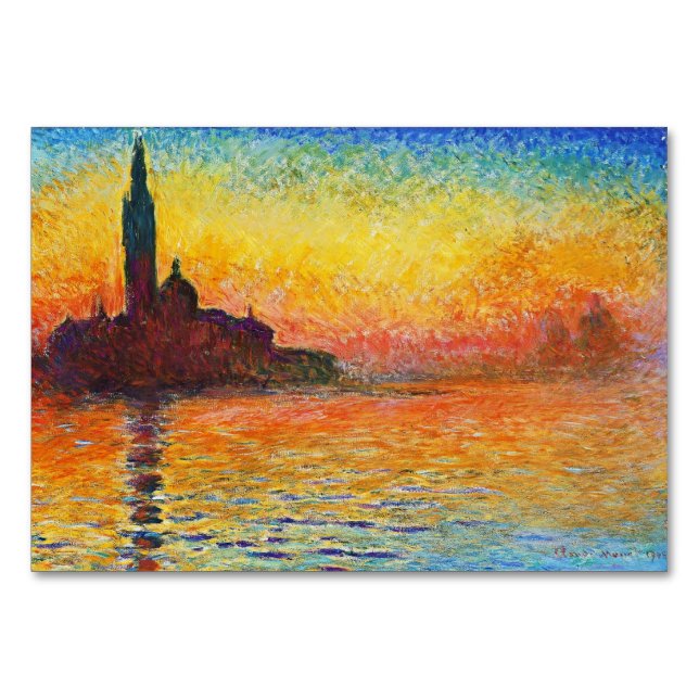 Numéro De Table Coucher De Soleil Claude Monet À Venise Art Impres (Devant)