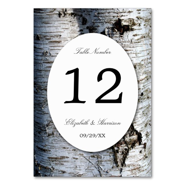 Numéro De Table Country Rustic Birch Tree Mariage Numéro de tablea (Par défaut)