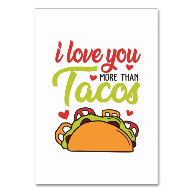 Numéro De Table Couple Cadeau Je T'Aime Plus Que Tacos (Par défaut)