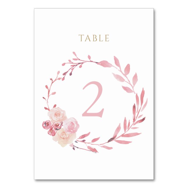 Numéro De Table couronne de fleurs rose poussiéreuse panneau de nu (Par défaut)